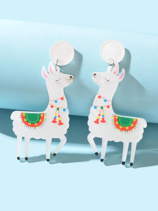 Cute Cartoony Llama Dangle Earrings