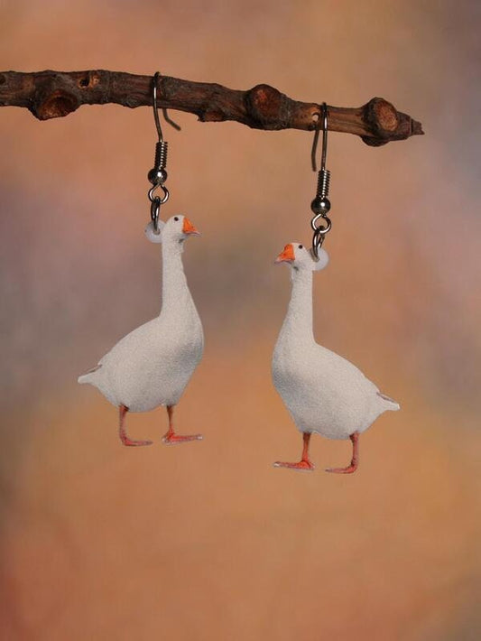 Realistic Goose Dangle Earrings