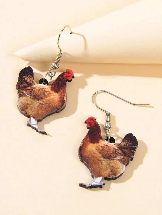 Realistic Hen Dangle Earrings